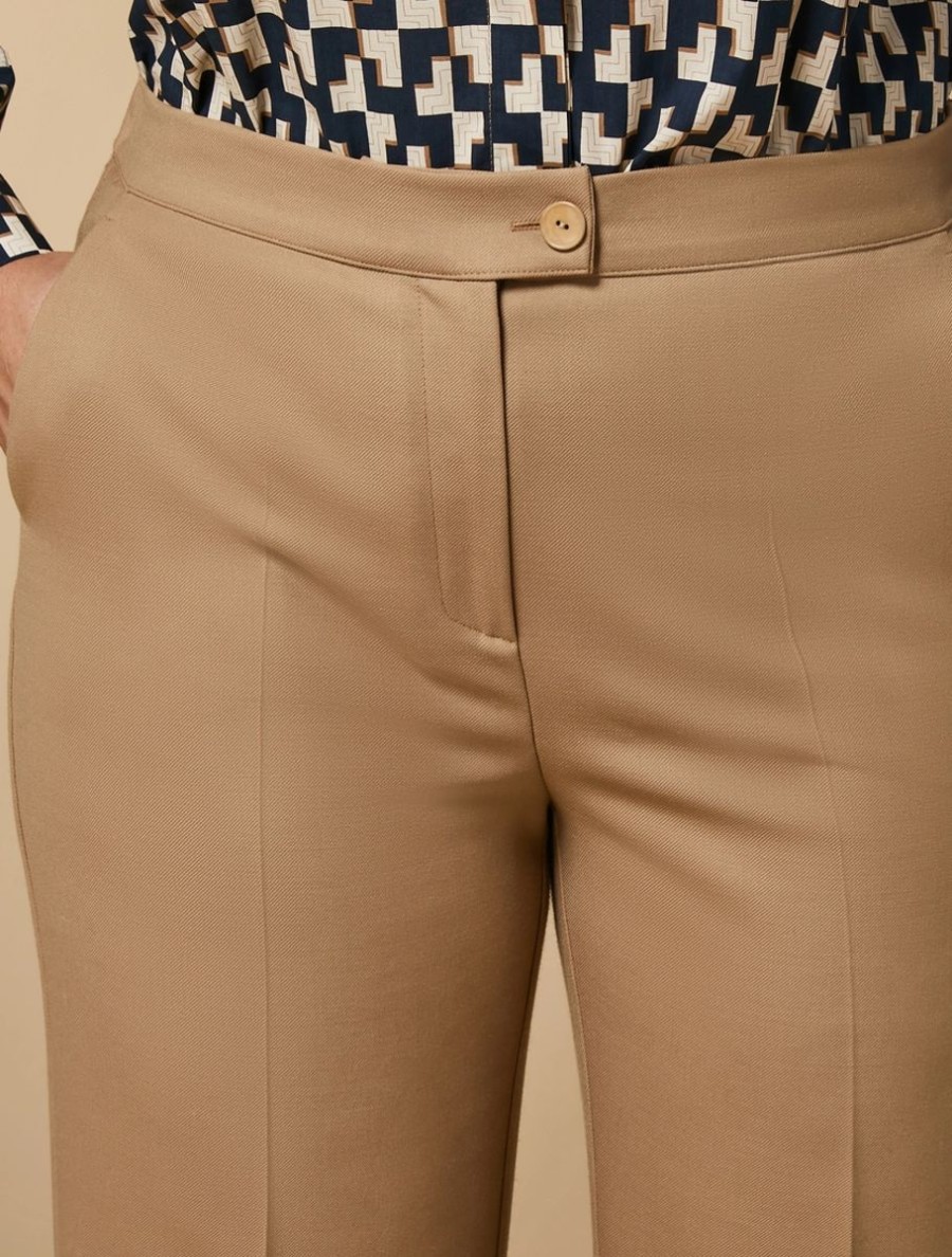 Technical Wool Gabardine Trousers Camel Wholesale