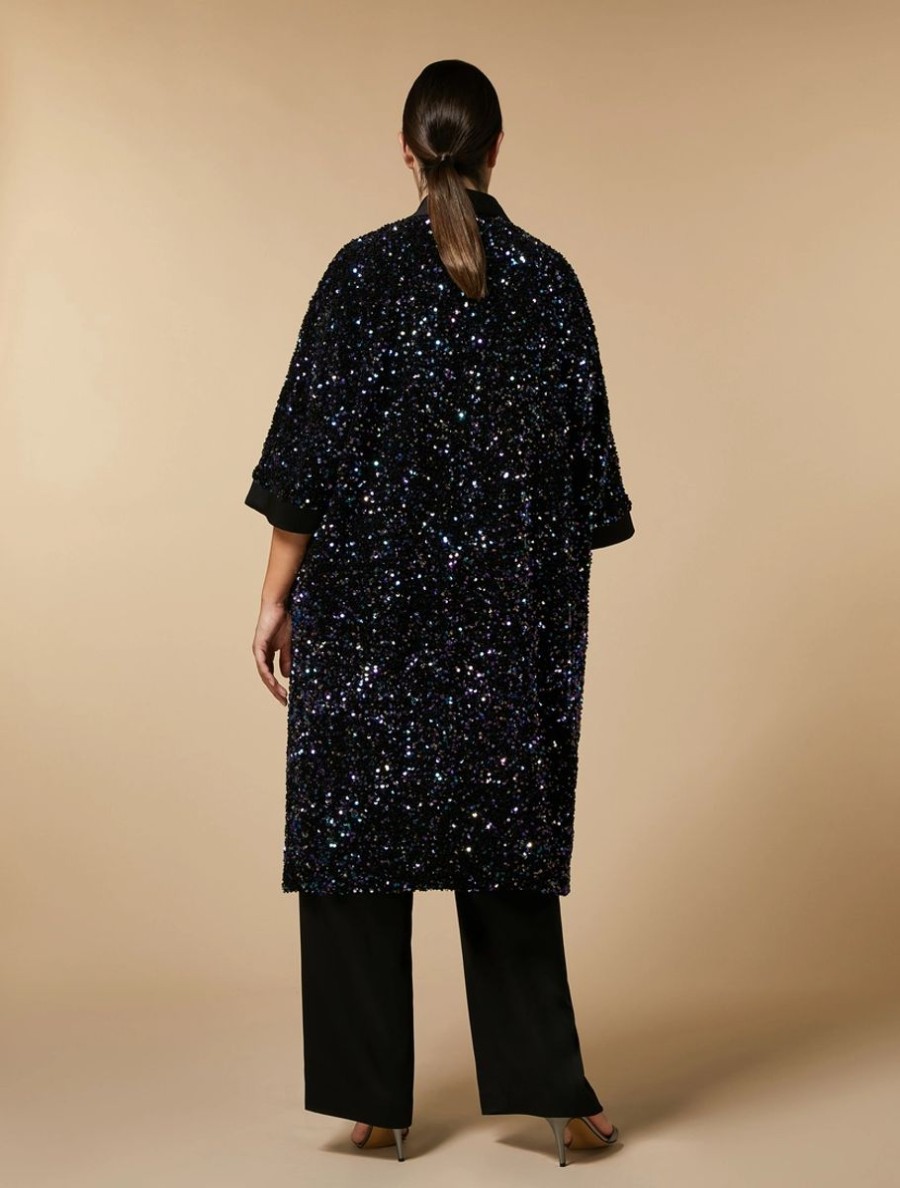 Sequinned Kimono Tunic Black Wholesale