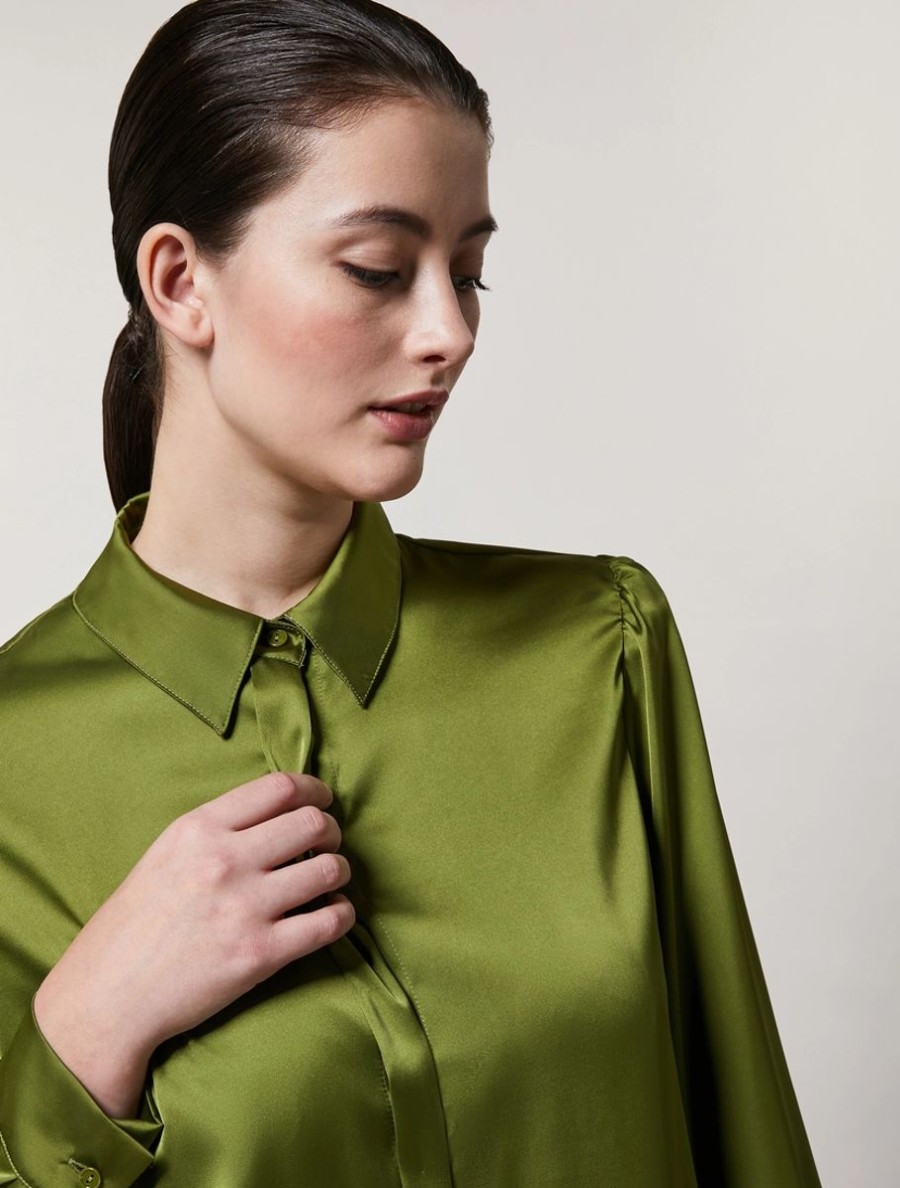 Satin Shirt Green Wholesale