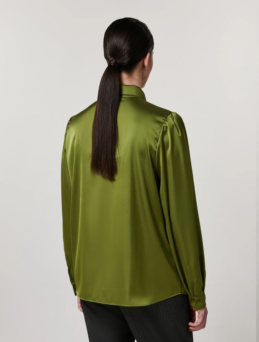 Satin Shirt Green Wholesale