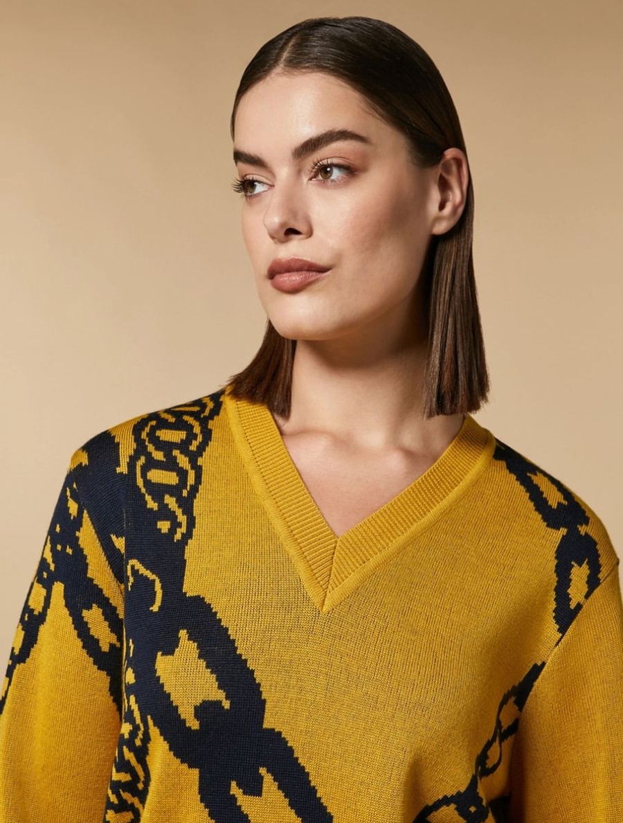 Jacquard Wool-Blend Sweater Mustard Hot