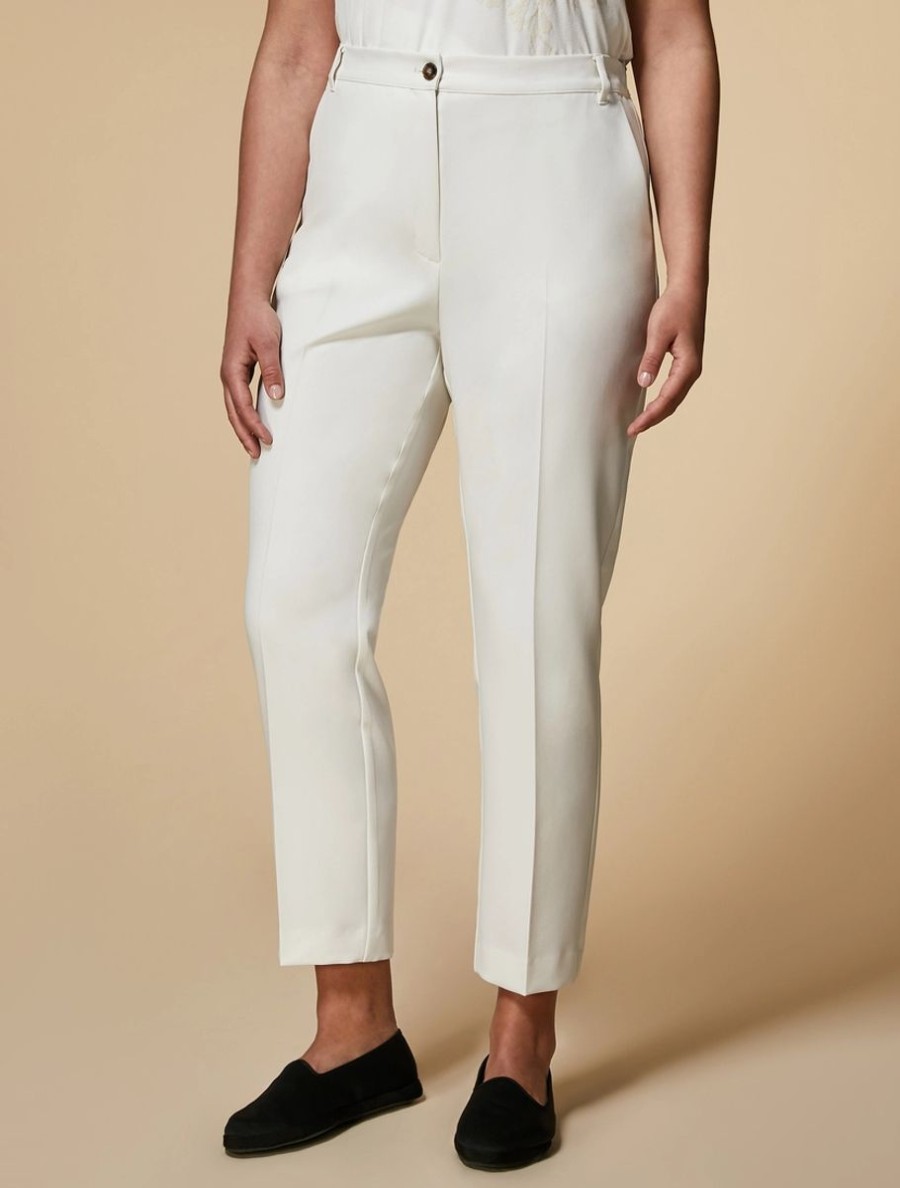 Fluid Gabardine Trousers White Clearance