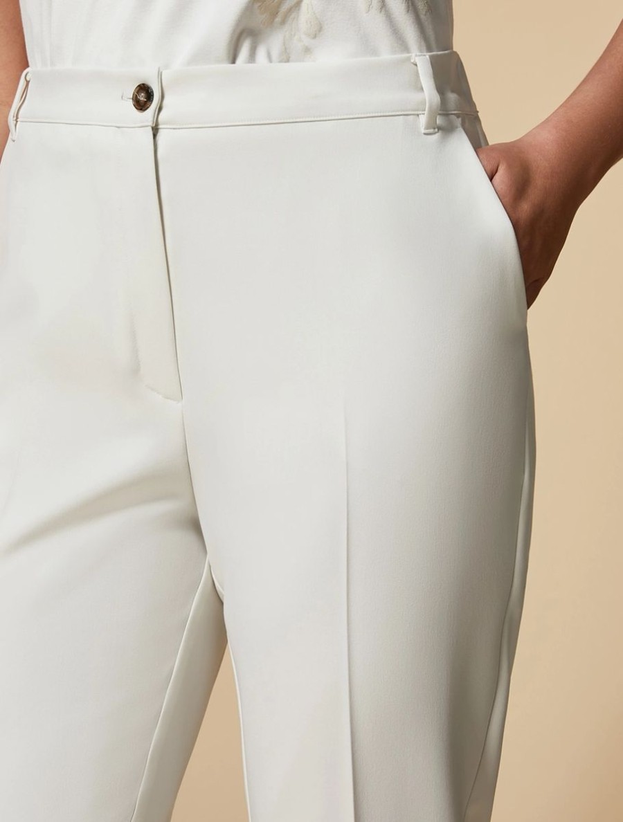 Fluid Gabardine Trousers White Clearance