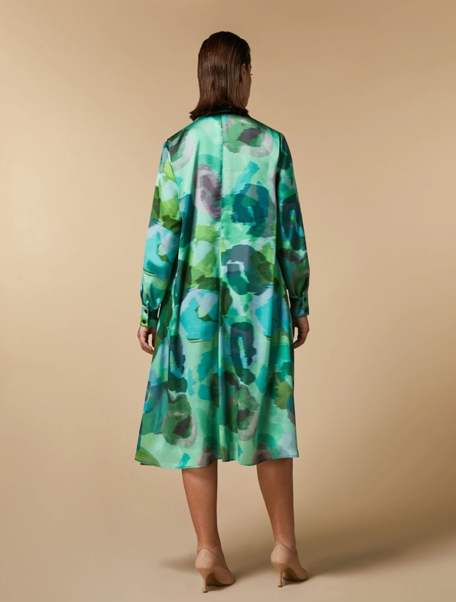 Printed Satin Dress Green Online