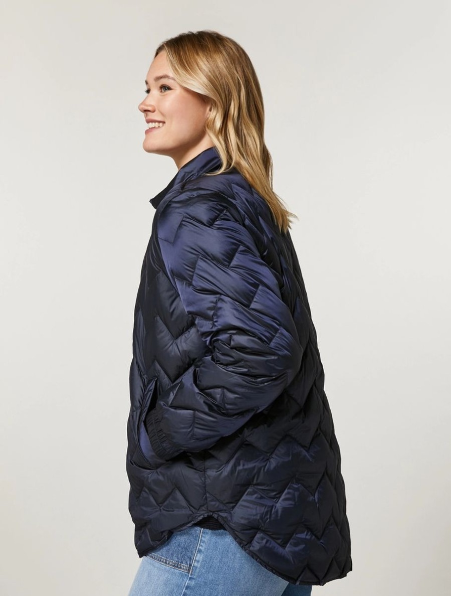 Shining Nylon Down Jacket Dark Navy Hot