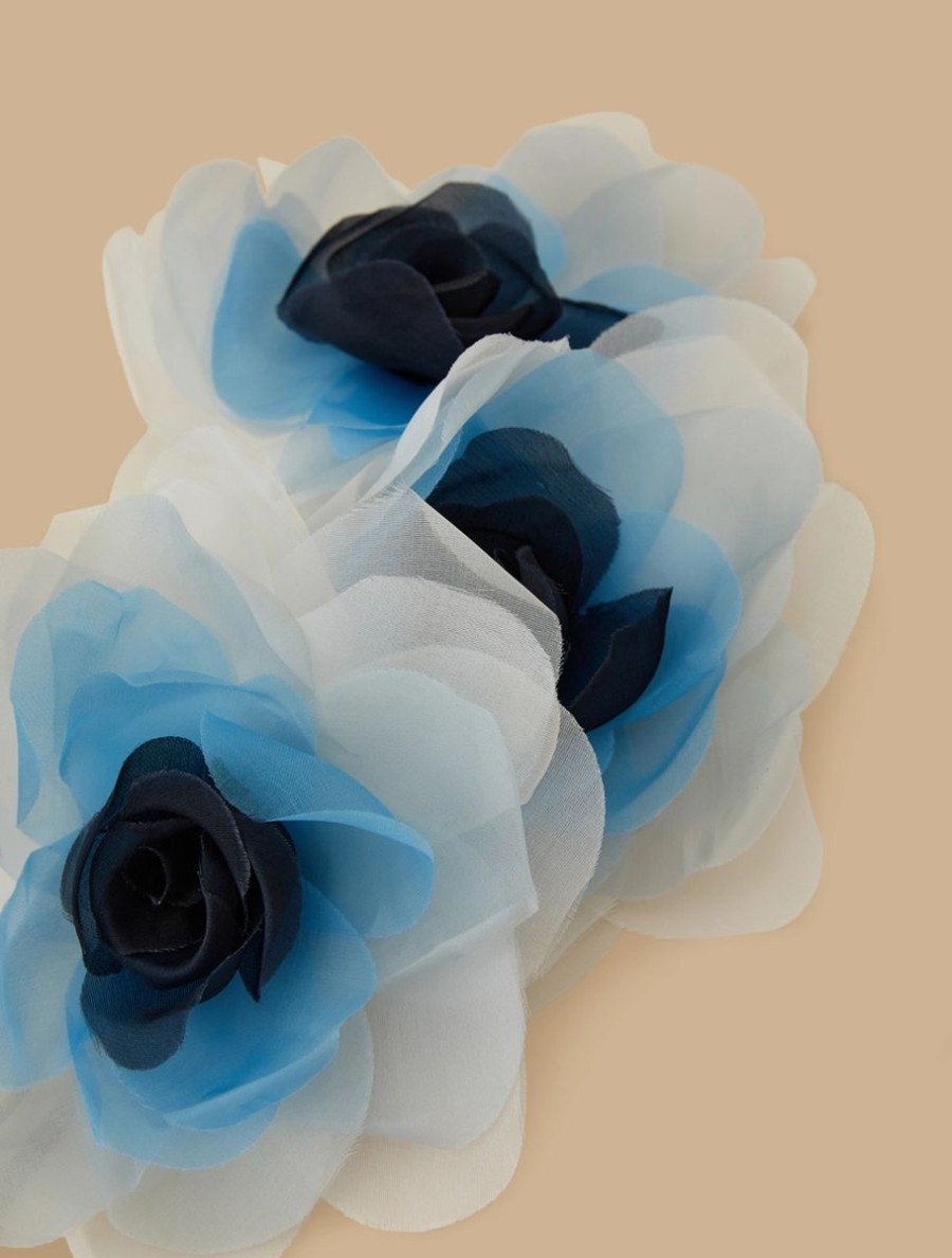 Organza Flower Brooch Dark Navy Hot