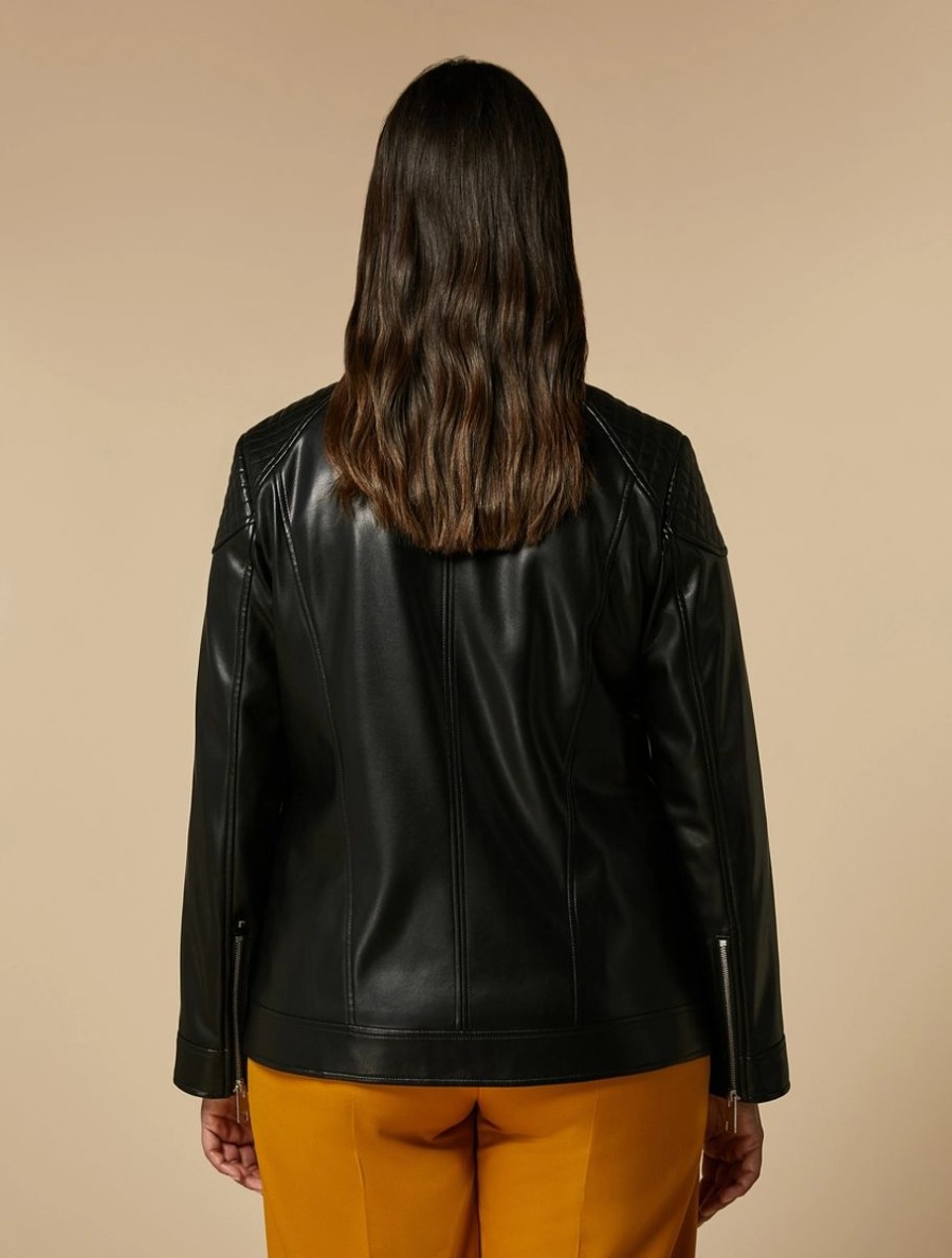 Coated Fabric Biker Jacket Black Online