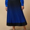 Long Pleated Crepe De Chine Skirt China Blue Wholesale