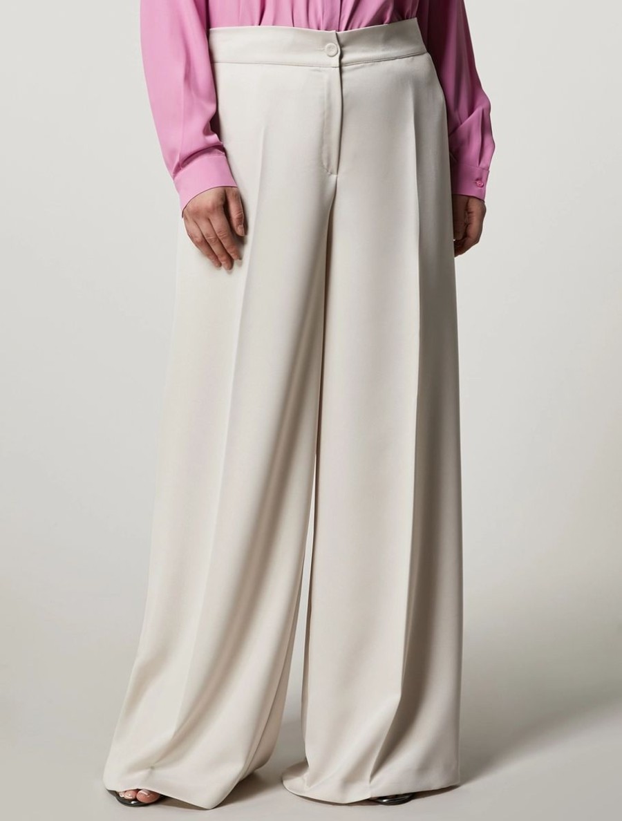 Crepe Envers Satin Trousers Dark Beige Wholesale