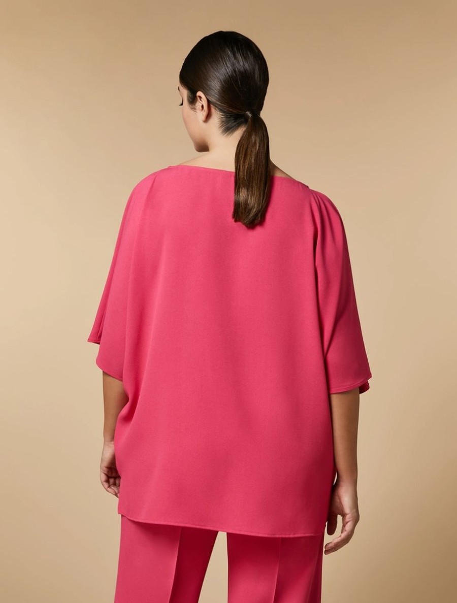 Crepe Envers Satin Tunic Fuchsia New