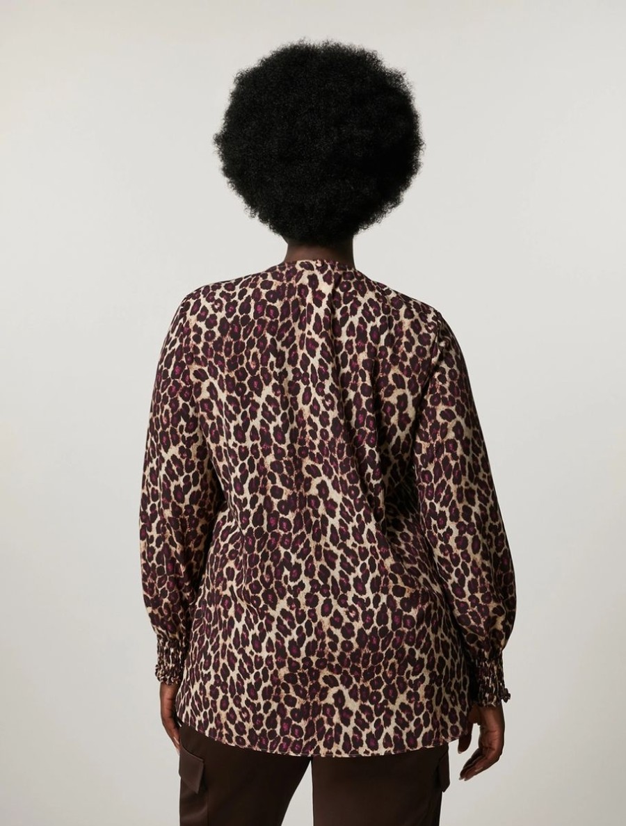 Printed Crepe De Chine Shirt Camel Online