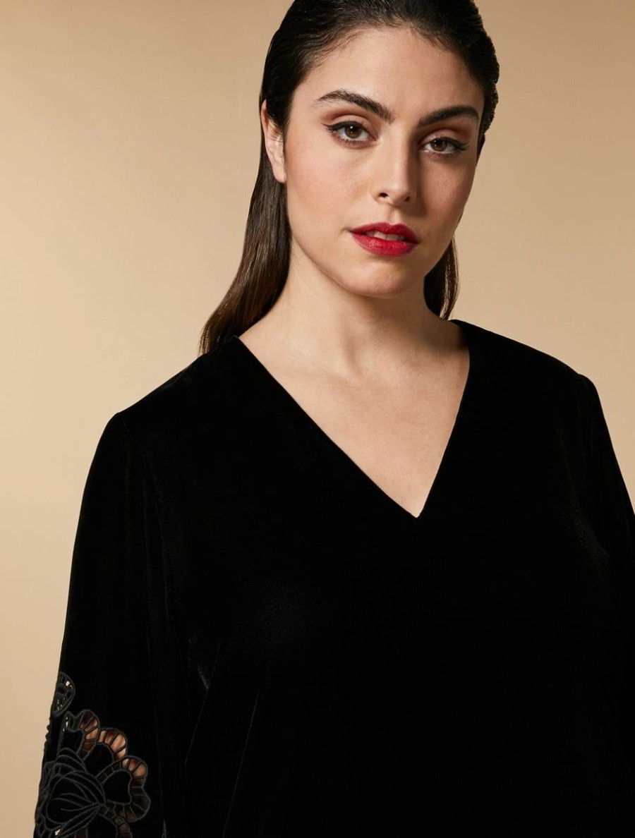 Embroidered Velvet Tunic Black Online