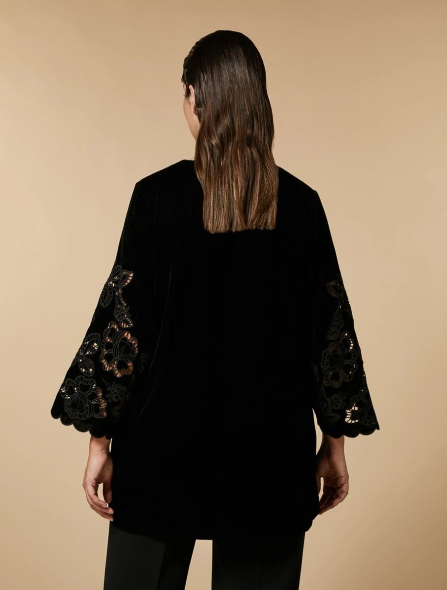 Embroidered Velvet Tunic Black Online