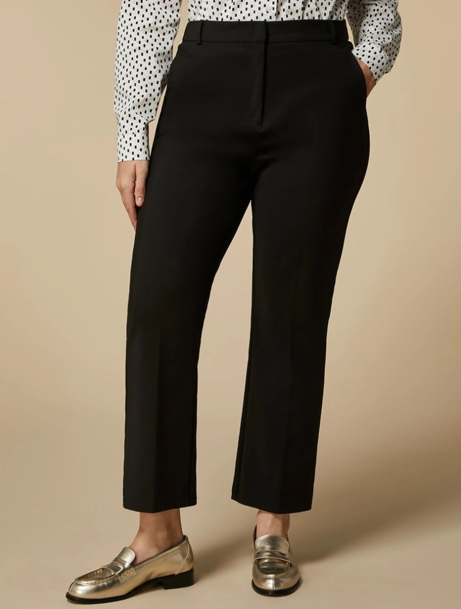 Flared Cotton-Blend Trousers Black Best