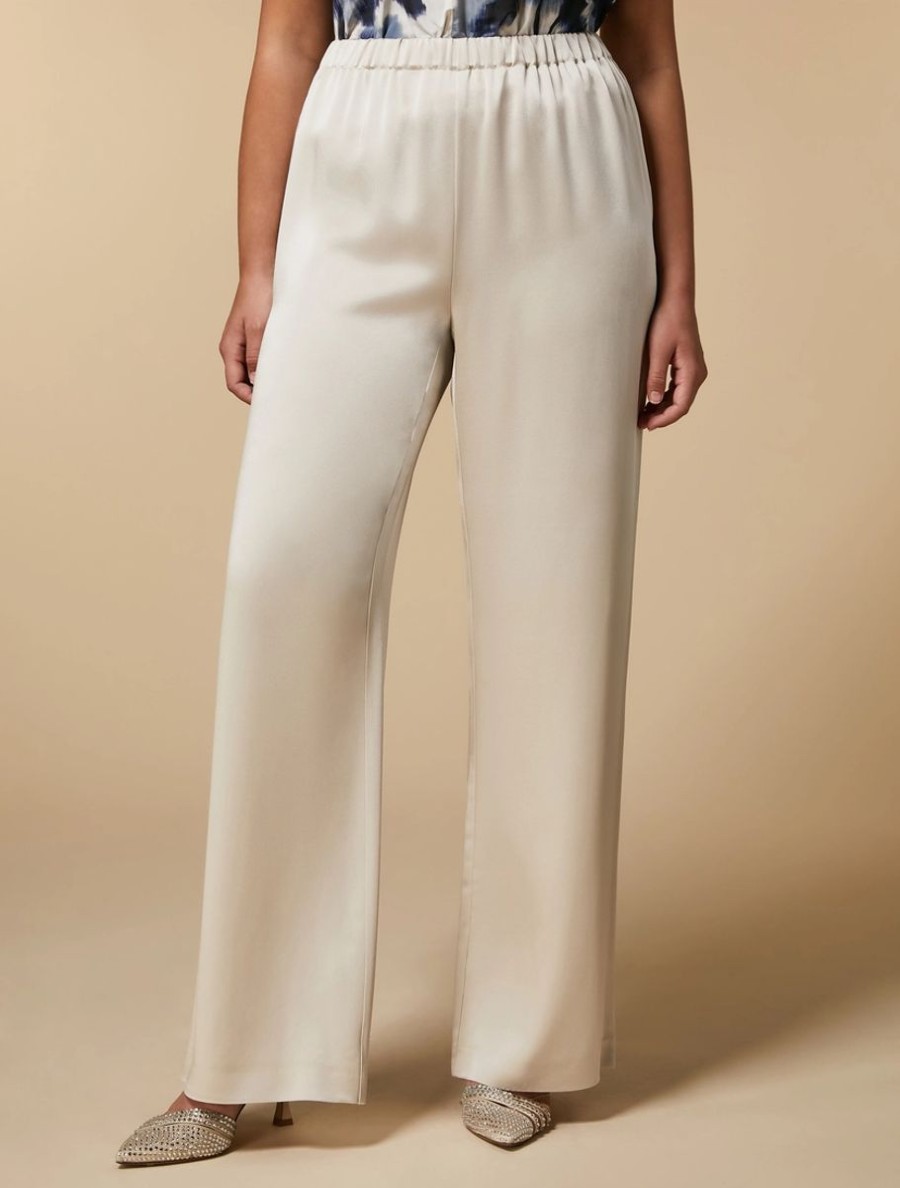 Shiny Fabric Trousers Beige Online