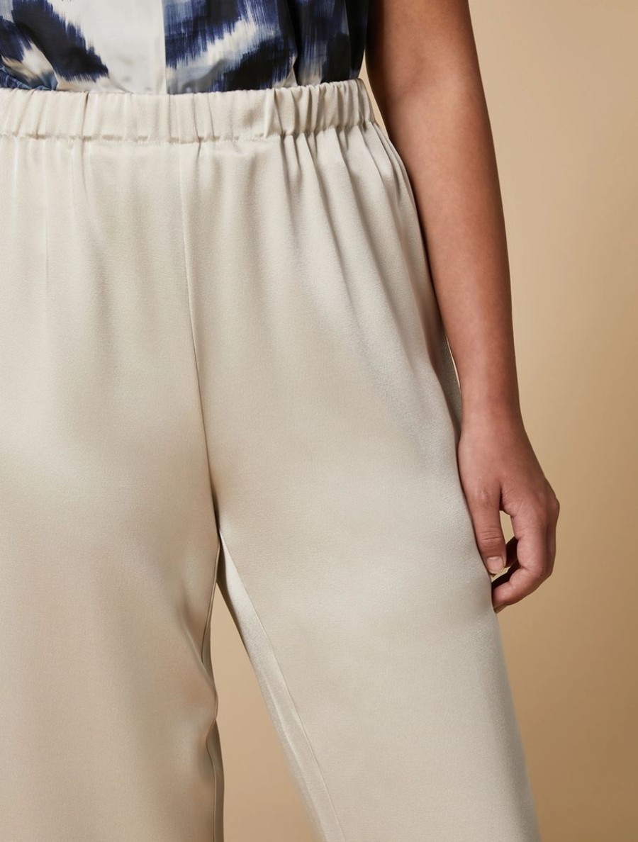 Shiny Fabric Trousers Beige Online