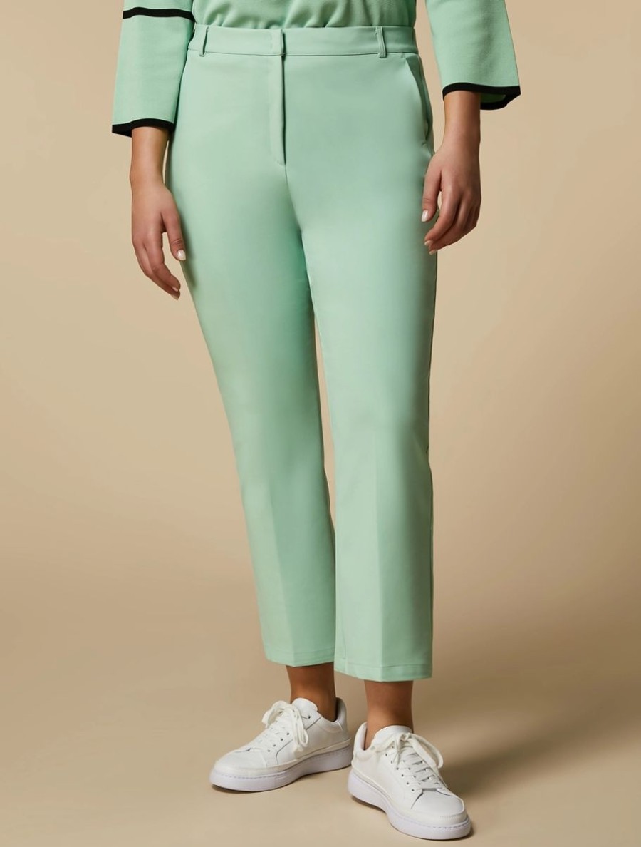 Flared Cotton-Blend Trousers Pastel Green Hot