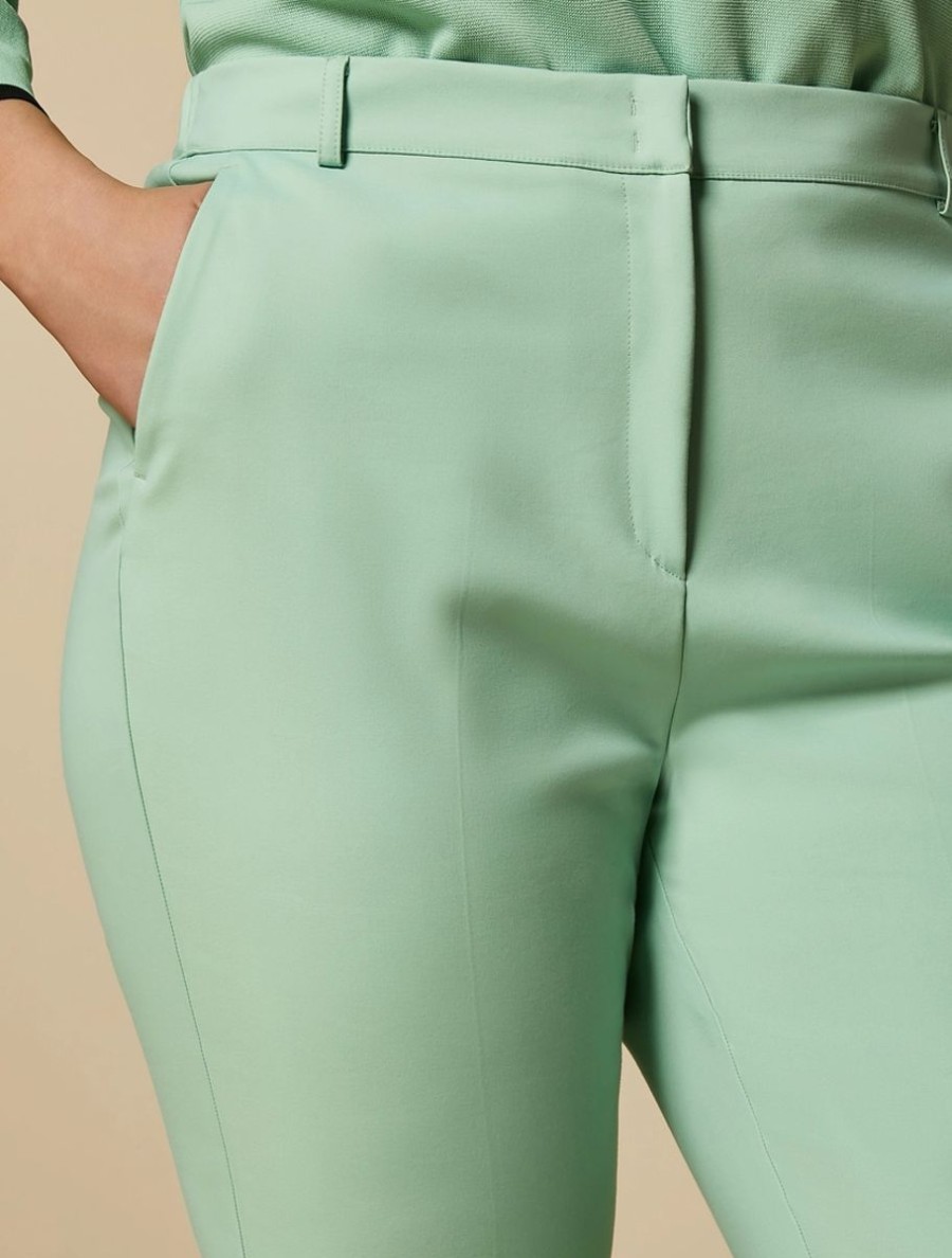 Flared Cotton-Blend Trousers Pastel Green Hot