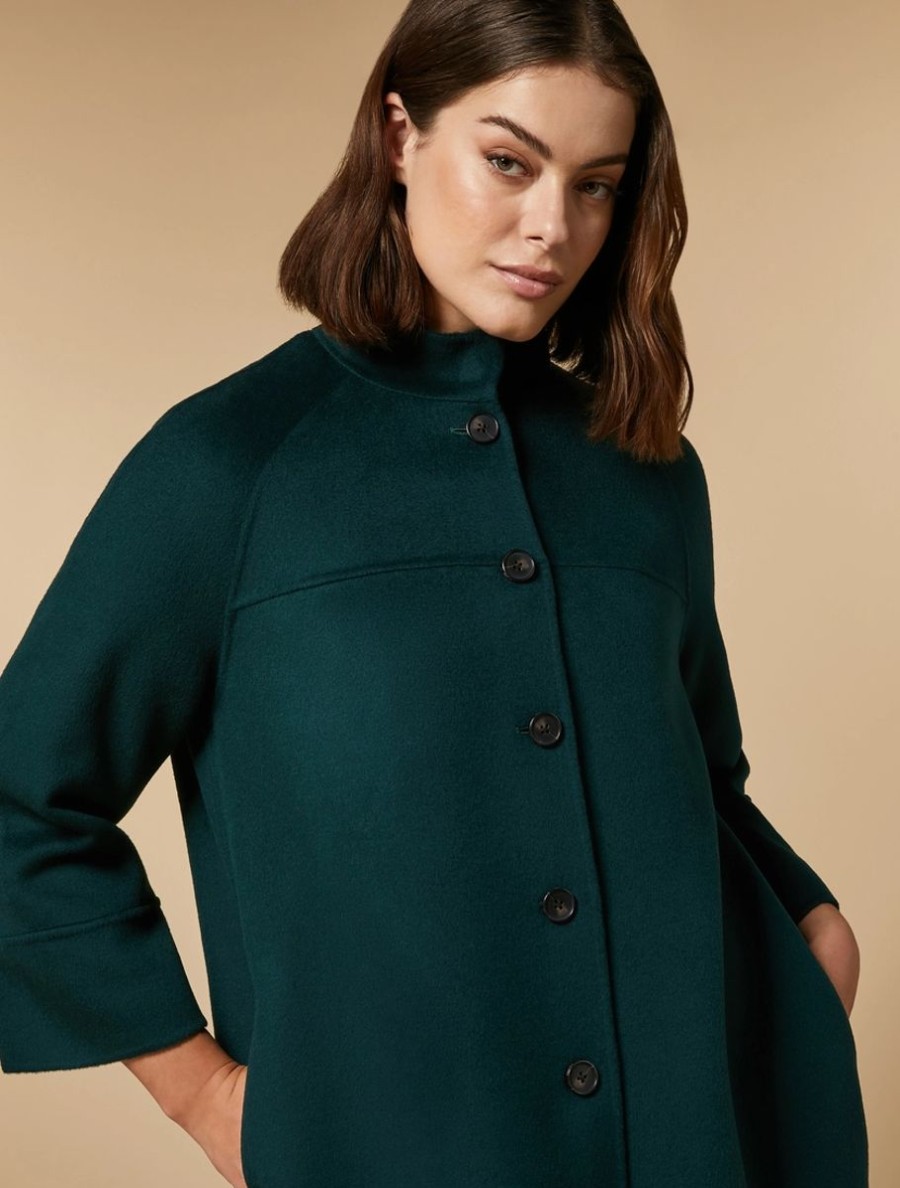 Double-Faced Wool And Cashmere Coat Dark Green Hot