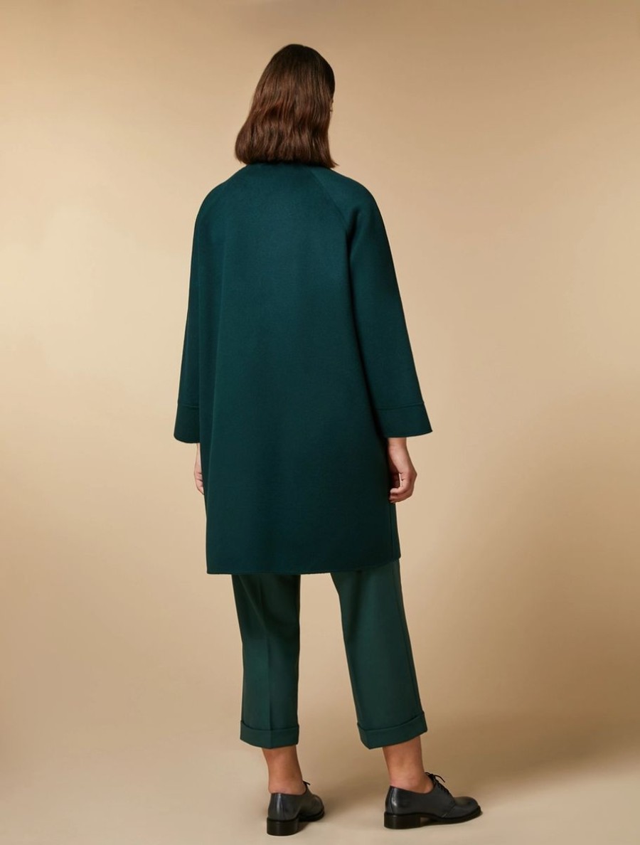 Double-Faced Wool And Cashmere Coat Dark Green Hot