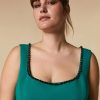 Rhinestone-Adorned Crepe Top Emerald Best