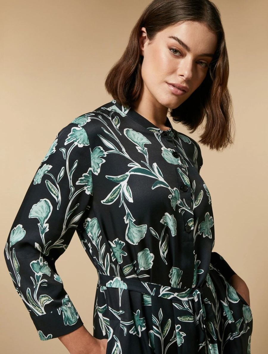 Printed Twill Shirt Dress Black Best