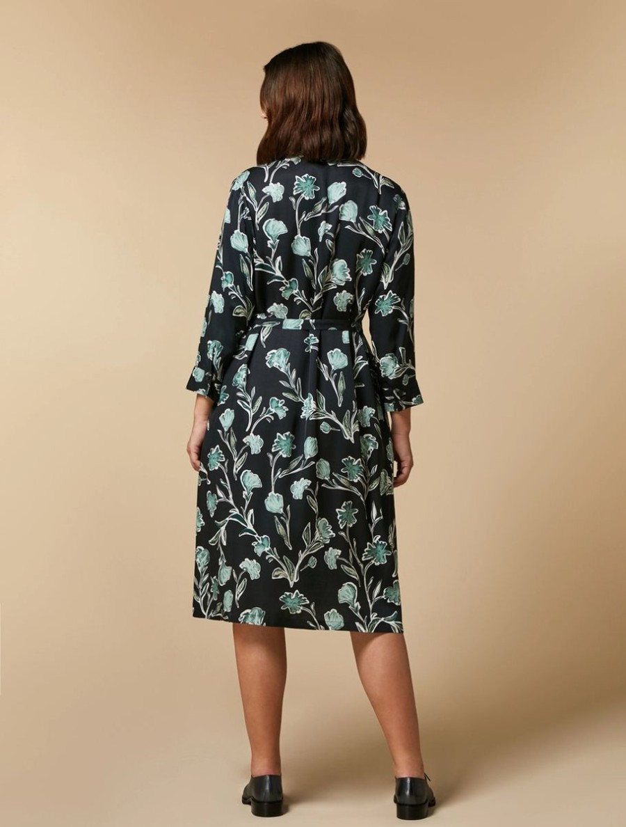 Printed Twill Shirt Dress Black Best