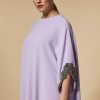 Embroidered Triacetate Dress Lilac Hot