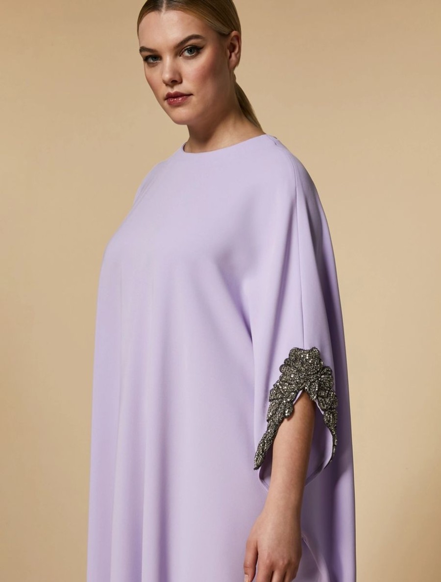 Embroidered Triacetate Dress Lilac Hot