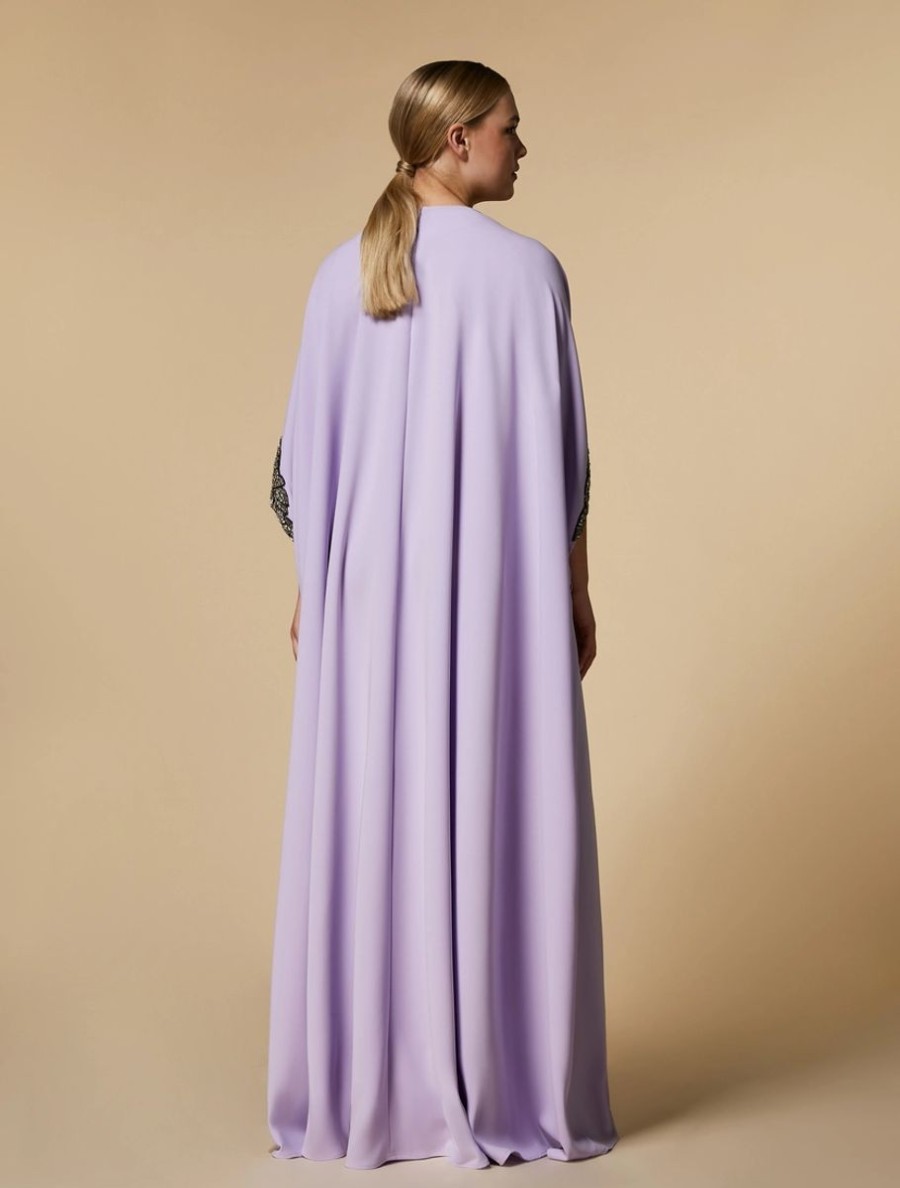 Embroidered Triacetate Dress Lilac Hot