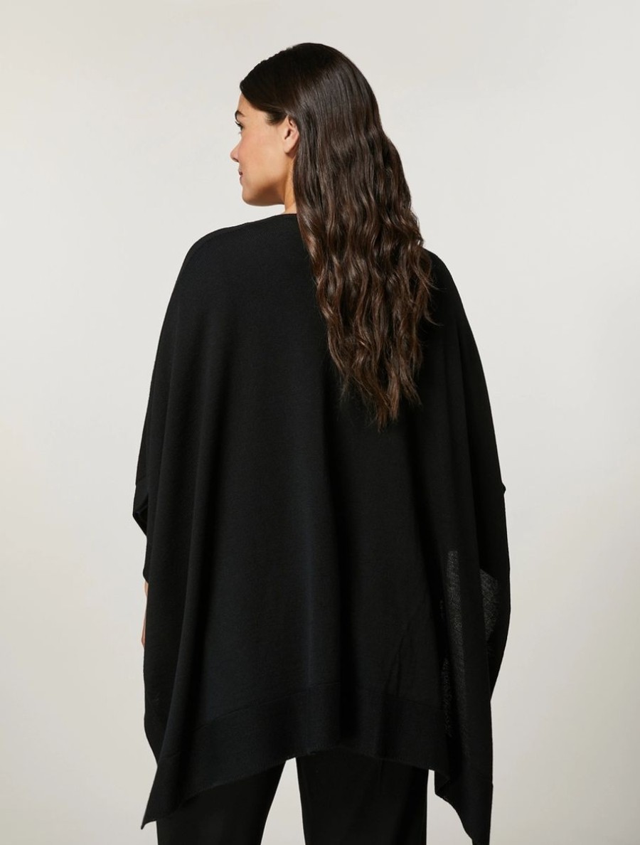 Merino Wool-Blend Poncho Black Best