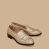 Laminated Leather Moccasins Platinum Clearance