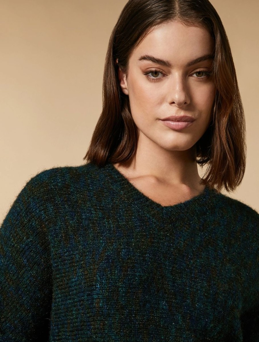 Printed Mohair Sweater Dark Green Hot