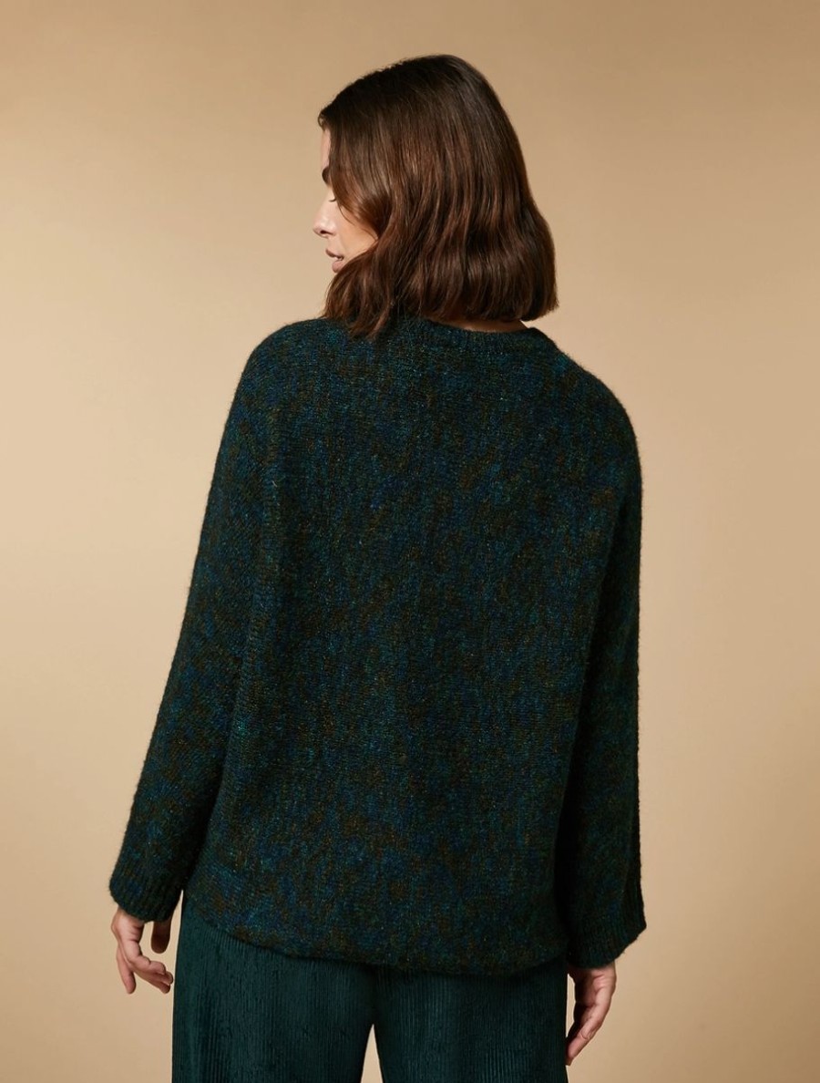 Printed Mohair Sweater Dark Green Hot