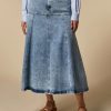 Cotton Denim Skirt Cornflower Blue Hot