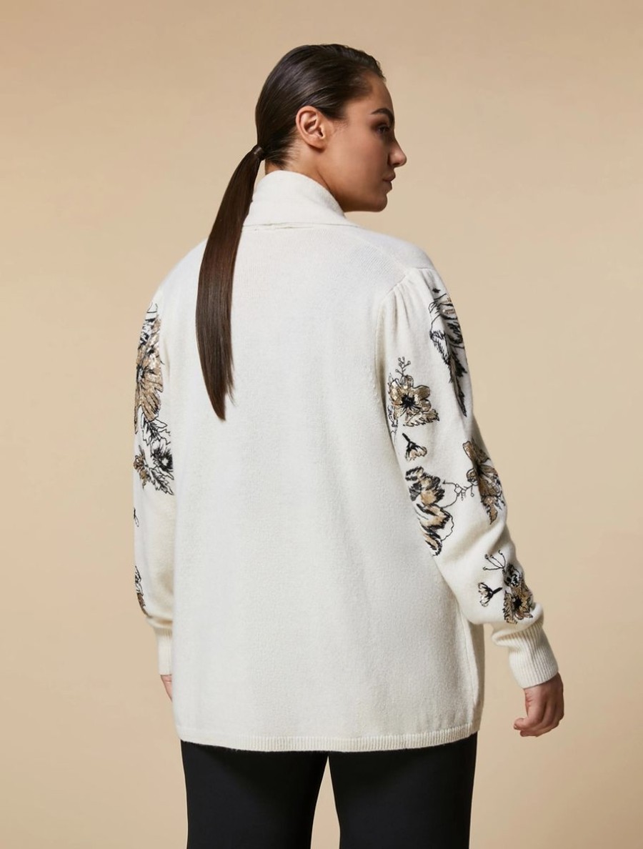 Cardigan With Sequin Embroidery White Online