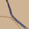 Long Necklace With Cabochon Cornflower Blue New