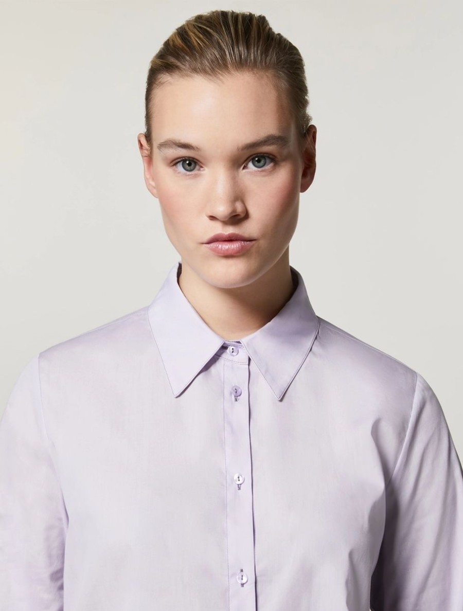 Cotton Poplin Shirt Lilac Wholesale