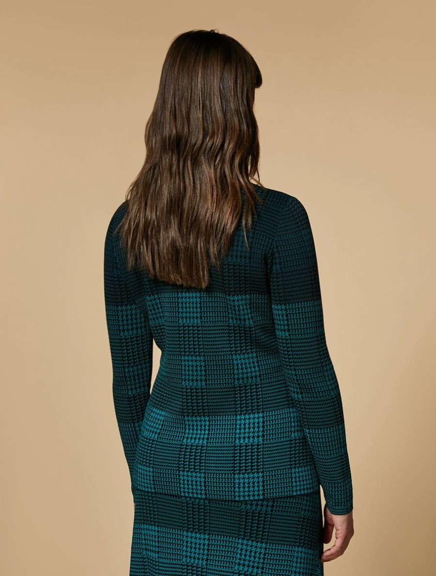 Prince Of Wales Check Jumper Dark Green Online