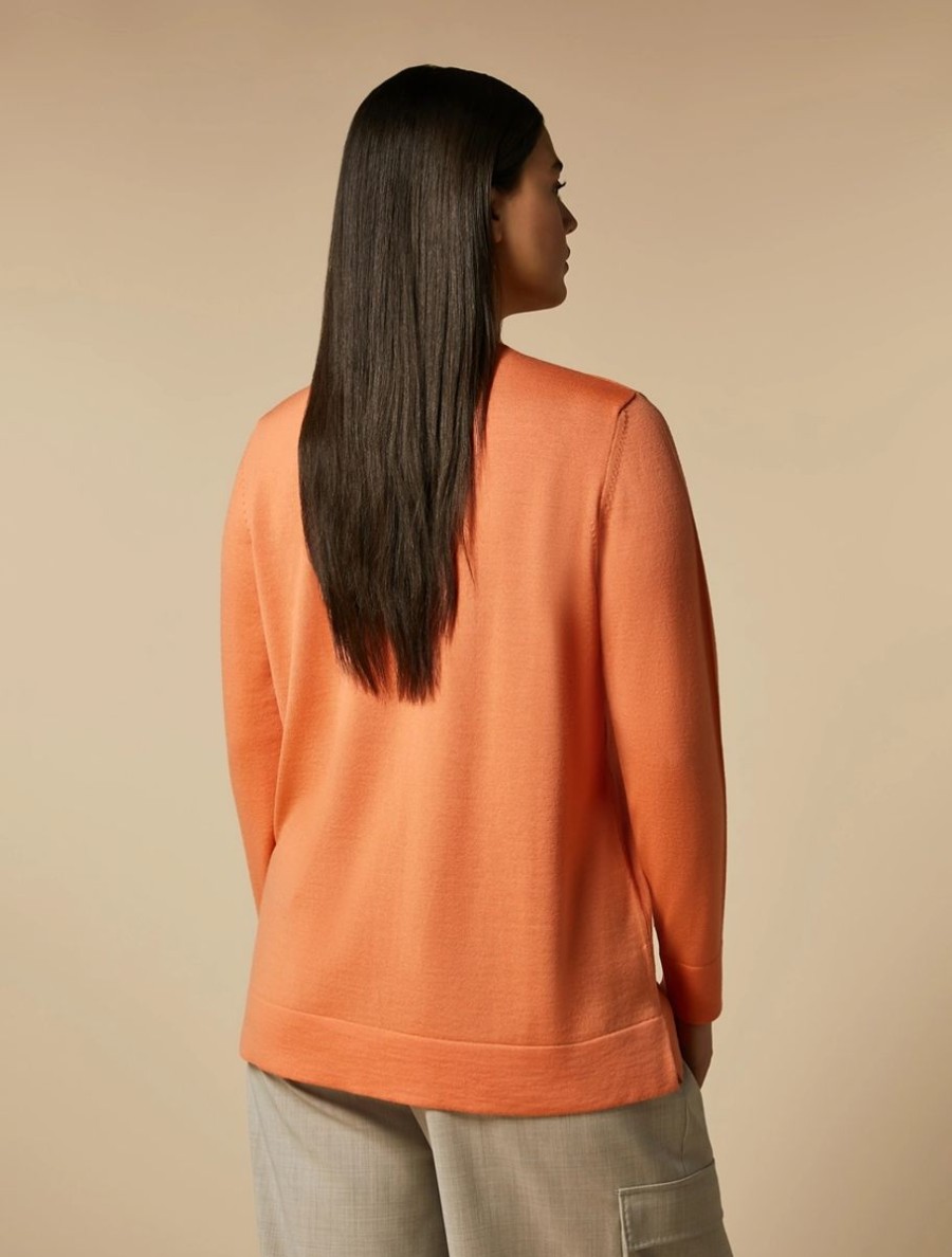 Pure Wool Cardigan Orange Hot