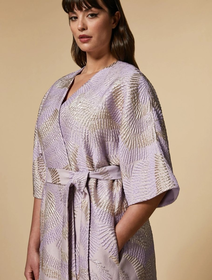 Jacquard Duster Coat Lilac Clearance