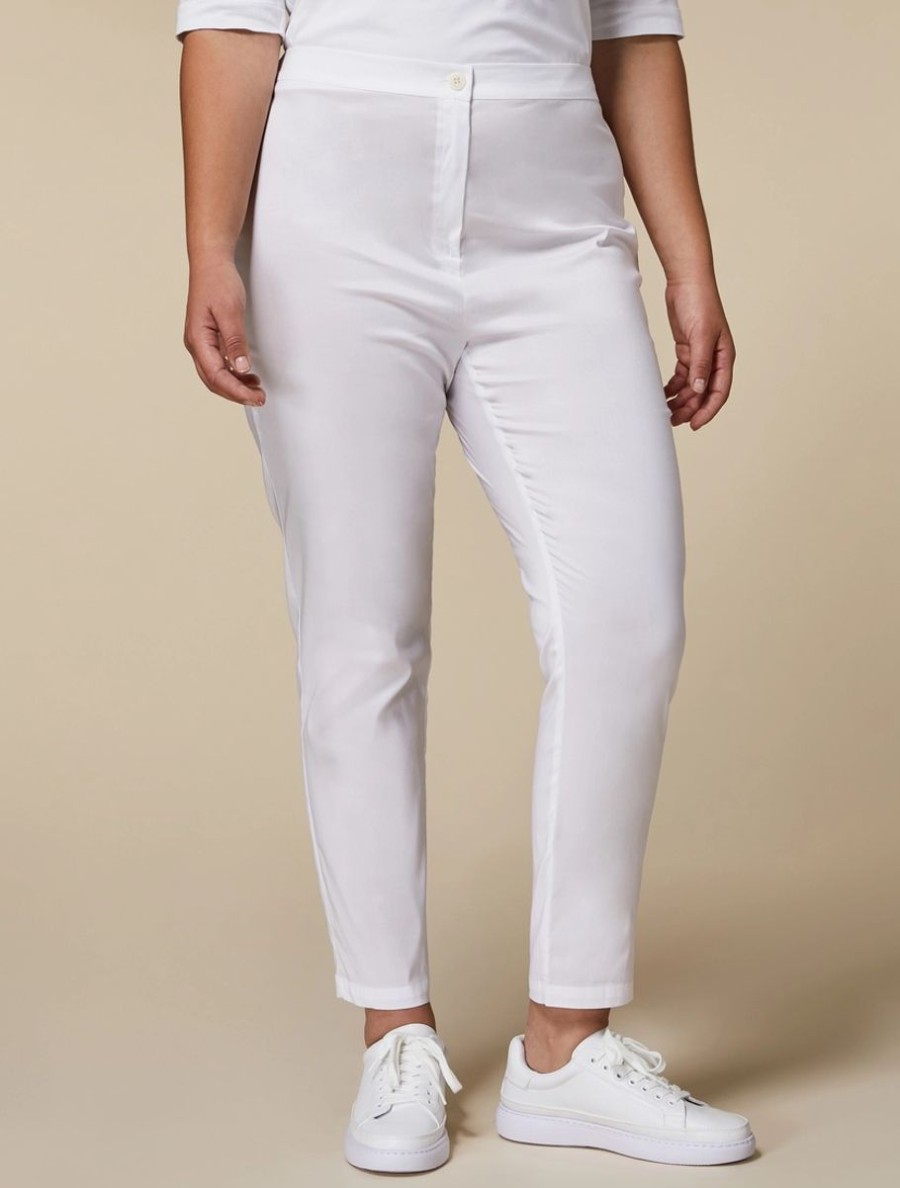 Cotton Poplin Trousers White Wholesale