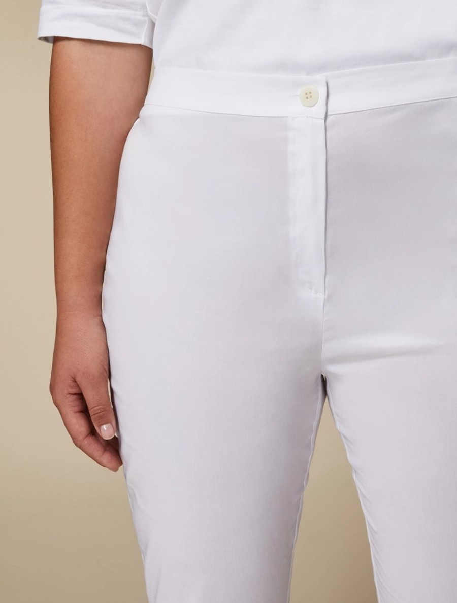 Cotton Poplin Trousers White Wholesale