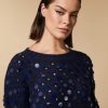 Sequinned Alpaca-Blend Sweater Dark Navy New