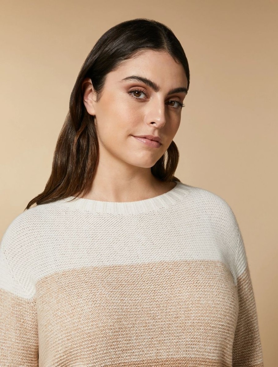 Two-Tone Wool And Cashmere Sweater Camel Clearance