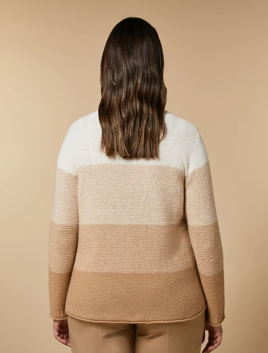 Two-Tone Wool And Cashmere Sweater Camel Clearance