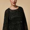 Embroidered Triacetate Dress Black New