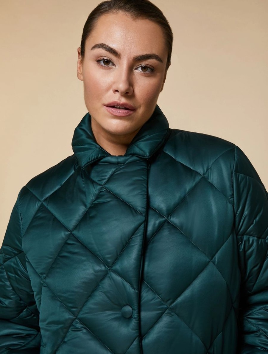 Technical Satin Down Jacket Dark Green Best