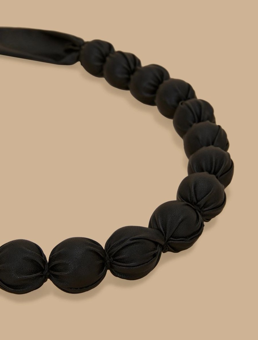 Coated Fabric Bead Necklace Black Wholesale