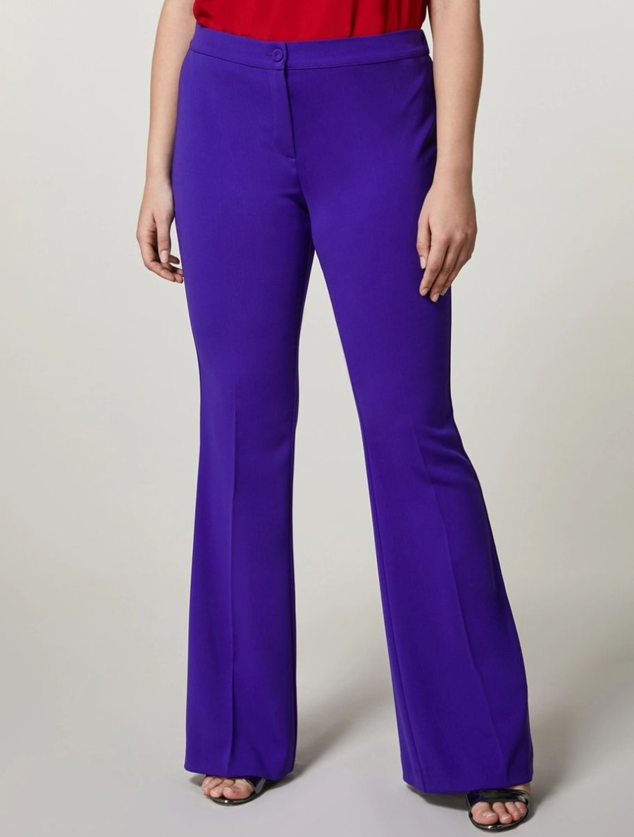 Fluid Stretch Fabric Trousers Purple Online